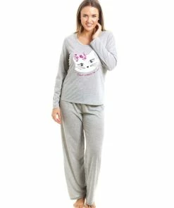 Camille Cat Motif Pyjama Set For Female