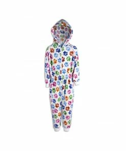 Camille Multicoloured Supersoft Paw Print Hooded All In One Onesie For Unisex -Cheap Camille Store unnamed file 1169