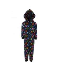 Camille Multicoloured Supersoft Paw Print Hooded All In One Onesie For Unisex -Cheap Camille Store unnamed file 1170
