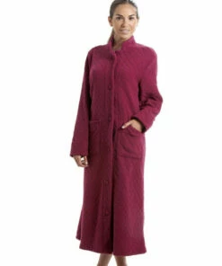 Camille Classic Soft Fleece Jacquard Floral Button Up Housecoat For Female -Cheap Camille Store unnamed file 120