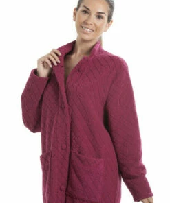 Camille Classic Soft Fleece Jacquard Floral Button Up Housecoat For Female -Cheap Camille Store unnamed file 121