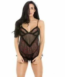 Camille Seductive Mesh Babydoll With Hearts For Female -Cheap Camille Store unnamed file 1211