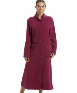 Camille Classic Soft Fleece Jacquard Floral Button Up Housecoat For Female -Cheap Camille Store unnamed file 122