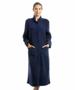 Camille Classic Soft Fleece Jacquard Floral Button Up Housecoat For Female -Cheap Camille Store unnamed file 123