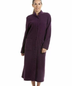 Camille Classic Soft Fleece Jacquard Floral Button Up Housecoat For Female -Cheap Camille Store unnamed file 125