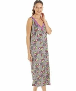 Camille Floral Print Spandex Knee Length Chemise For Female -Cheap Camille Store unnamed file 1285