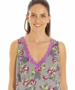 Camille Floral Print Spandex Knee Length Chemise For Female -Cheap Camille Store unnamed file 1288