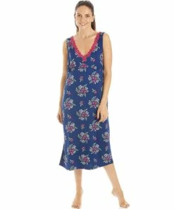 Camille Floral Print Spandex Knee Length Chemise For Female -Cheap Camille Store unnamed file 1290