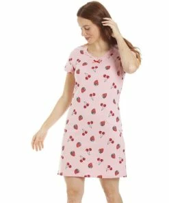 Camille Strawberry Print Cotton Summer Nightshirt For Female -Cheap Camille Store unnamed file 1456