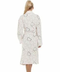 Camille Supersoft Fleece Shawl Collar Heart Print Bathrobe For Female -Cheap Camille Store unnamed file 1572