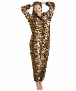 Camille Supersoft Tiger Animal Print Hooded Onesie For Female -Cheap Camille Store unnamed file 1601