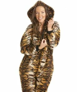 Camille Supersoft Tiger Animal Print Hooded Onesie For Female -Cheap Camille Store unnamed file 1602