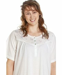 Camille Classic Short Sleeved Polka Dot Nightdress For Female -Cheap Camille Store unnamed file 1618