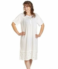 Camille Classic Short Sleeved Polka Dot Nightdress For Female -Cheap Camille Store unnamed file 1619