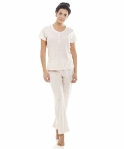 Camille Glitter Heart Print Lightweight Pyjama Set For Female