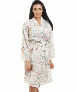 Camille Butterfly And Bumble Bee Print Dressing Gown For Female