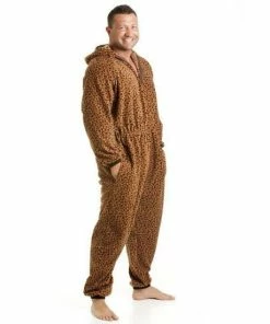 Camille Luxury Supersoft Leopard Print Hooded Onesie For Male