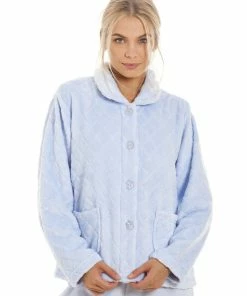 Camille Supersoft Button Front Diamond Print Bed Jacket For Female -Cheap Camille Store unnamed file 1791