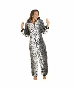 Camille Supersoft All In One Snow Leopard Animal Print Onesie For Female -Cheap Camille Store unnamed file 1888