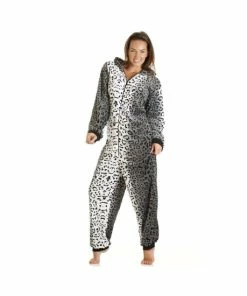 Camille Supersoft All In One Snow Leopard Animal Print Onesie For Female -Cheap Camille Store unnamed file 1890