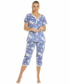 Camille Lightweight Floral Capri Pyjama Set For Female