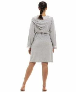 Camille Lightweight Knee Length Striped Hooded Dressing Gown For Female -Cheap Camille Store unnamed file 1980