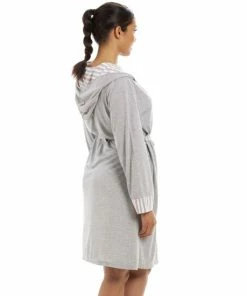 Camille Lightweight Knee Length Striped Hooded Dressing Gown For Female -Cheap Camille Store unnamed file 1981