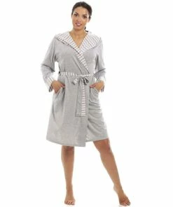 Camille Lightweight Knee Length Striped Hooded Dressing Gown For Female -Cheap Camille Store unnamed file 1983