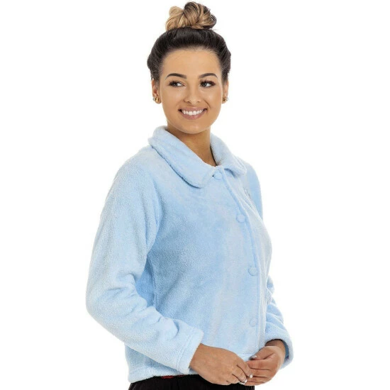 Camille Soft Fleece Bed Jacket With Floral Embroidered Motif For Female 5 Camille Soft Fleece Bed Jacket With Floral Embroidered Motif For Female - Image 3