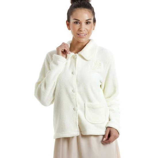 Camille Soft Fleece Bed Jacket With Floral Embroidered Motif For Female 8 Camille Soft Fleece Bed Jacket With Floral Embroidered Motif For Female - Image 6