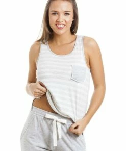 Camille Lightweight Striped Cropped Pyjama Set For Female -Cheap Camille Store unnamed file 2121