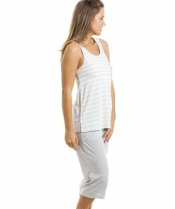 Camille Lightweight Striped Cropped Pyjama Set For Female -Cheap Camille Store unnamed file 2122