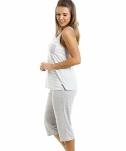 Camille Lightweight Striped Cropped Pyjama Set For Female -Cheap Camille Store unnamed file 2123