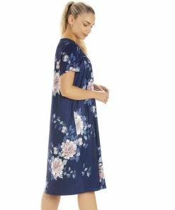 Camille Navy Blue Lightweight Pink Floral Nightdress For Female 11 Camille Navy Blue Lightweight Pink Floral Nightdress For Female -Cheap Camille Store unnamed file 2259