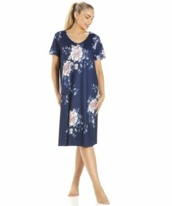 Camille Navy Blue Lightweight Pink Floral Nightdress For Female 13 Camille Navy Blue Lightweight Pink Floral Nightdress For Female -Cheap Camille Store unnamed file 2261