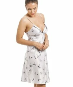 Camille Humming Bird And Butterfly Print Satin Chemise For Female -Cheap Camille Store unnamed file 2284
