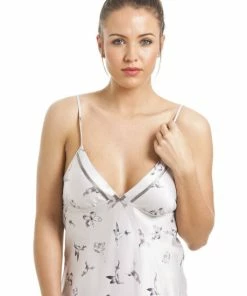 Camille Humming Bird And Butterfly Print Satin Chemise For Female -Cheap Camille Store unnamed file 2285
