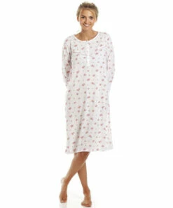 Camille Long Sleeve Floral Nightdress For Female