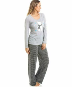 Camille Polar Bear Motif Striped Pyjama Set For Female -Cheap Camille Store unnamed file 336