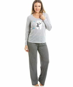 Camille Polar Bear Motif Striped Pyjama Set For Female -Cheap Camille Store unnamed file 338