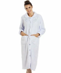 Camille Classic Supersoft Fleece Button Up Housecoat For Female