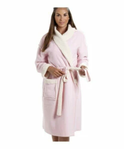 Camille Supersoft Sherpa Fleece Shawl Collar Bathrobe For Female