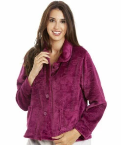 Camille Button Up Rose Embossed Bed Jacket For Female -Cheap Camille Store unnamed file 439