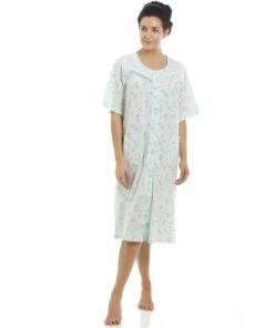 Camille Classic Floral Print Short Sleeve Jersey Nightdress For Female -Cheap Camille Store unnamed file 465