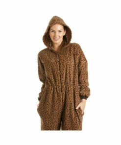 Camille Luxury All In One Animal Print Hooded Fleece Onesie For Female -Cheap Camille Store unnamed file 602