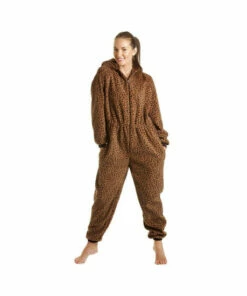 Camille Luxury All In One Animal Print Hooded Fleece Onesie For Female -Cheap Camille Store unnamed file 605