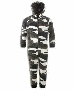 Camille Supersoft Camouflage Print Hooded All In One Onesie For Male