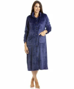 Camille Supersoft Classic Rose Embossed Button Up Housecoat For Female -Cheap Camille Store unnamed file 700