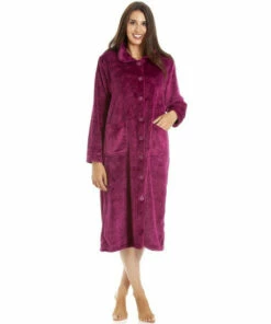 Camille Supersoft Classic Rose Embossed Button Up Housecoat For Female -Cheap Camille Store unnamed file 701