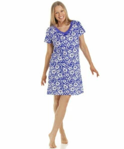 Camille Floral Print Cotton Summer Nightshirt For Female -Cheap Camille Store unnamed file 740